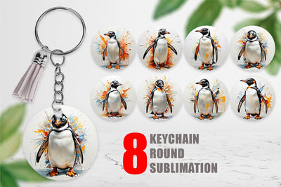 Keychain 3D Penguin Painting Sublimation artnoy 