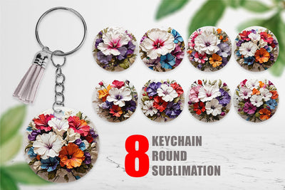 Keychain 3D Petunia Flower Sublimation artnoy 