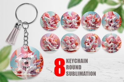 Keychain 3D Pink Liquid Sublimation artnoy 