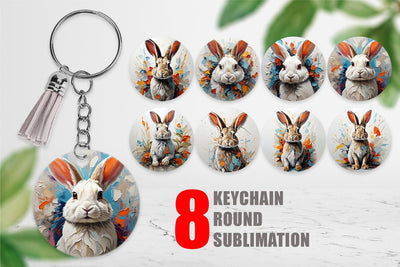 Keychain 3D Rabbit Painting Sublimation artnoy 