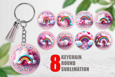 Keychain 3D Rainbow and Cloud Sublimation artnoy 