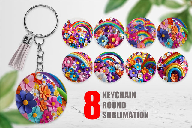 Keychain 3D Rainbow Flower Sublimation artnoy 