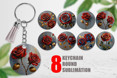Keychain 3D Red Rose Sublimation artnoy 
