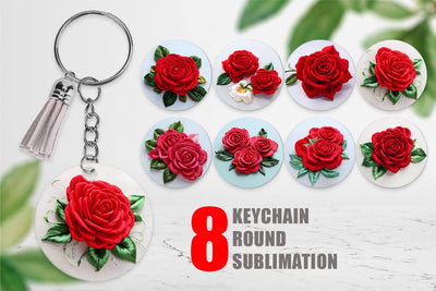 Keychain 3D Rose Embroidery Sublimation artnoy 