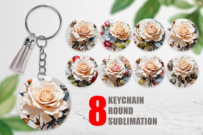 Keychain 3D Rose Flower Sublimation artnoy 