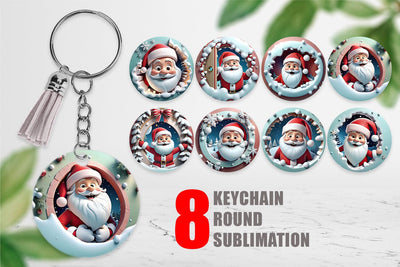 Keychain 3D Santa Claus Sublimation artnoy 