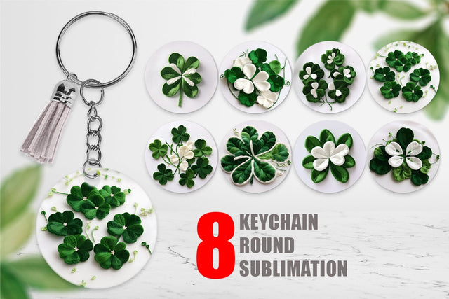 Keychain 3D Shamrocks Embroidery Sublimation artnoy 