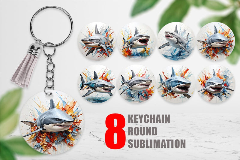 Keychain 3D Shark Painting Sublimation artnoy 