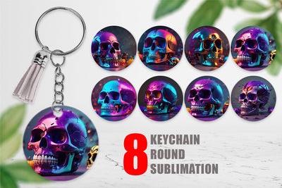 Keychain 3D Skull spooky Sublimation artnoy 