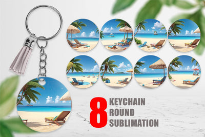 Keychain 3D Summer Beach Sublimation artnoy 