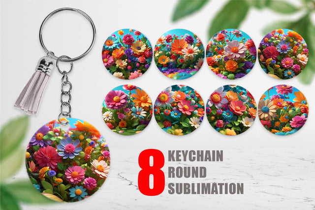 Keychain 3D Summer Flowers Sublimation artnoy 
