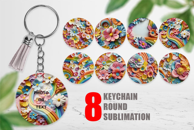 Keychain 3D Summer Flowers Sublimation artnoy 