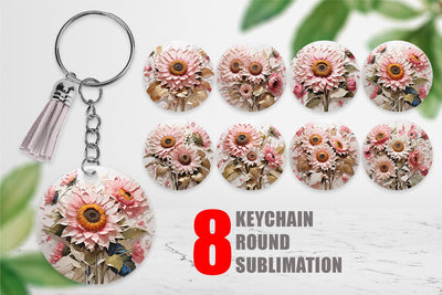 Keychain 3D Sunflower Painting Sublimation artnoy 