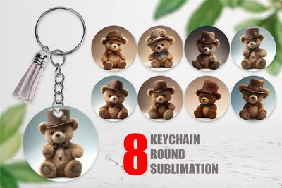 Keychain 3D Teddy Bear Sublimation artnoy 