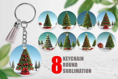 Keychain 3D Tree Christmas Sublimation artnoy 