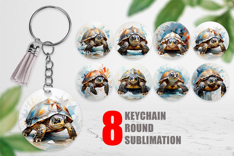 Keychain 3D Turtle Painting Sublimation artnoy 