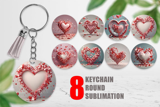 Keychain 3D Valentine Heart Sublimation artnoy 