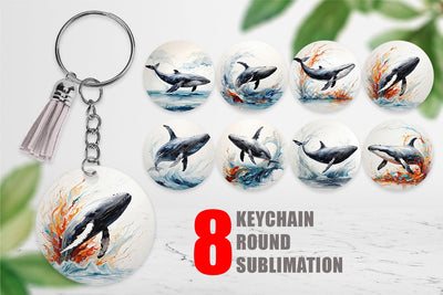 Keychain 3D Whale Painting Sublimation artnoy 