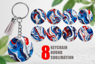 Keychain 4th July Marble Texture Sublimation artnoy 