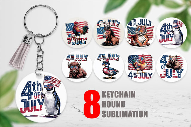 Keychain 4th of July Animal Sublimation artnoy 