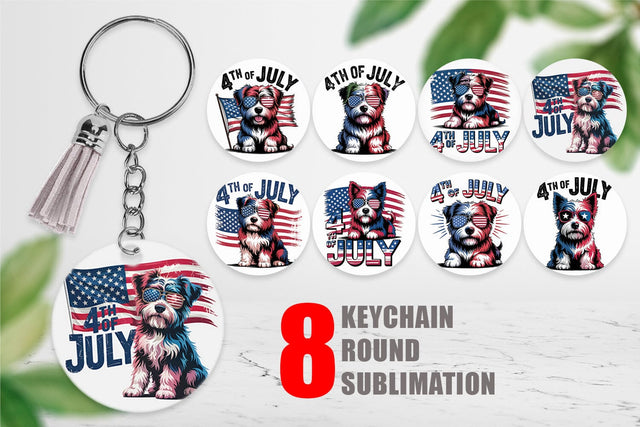 Keychain 4th of July Dog Sublimation artnoy 