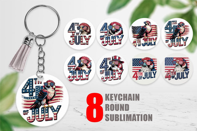 Keychain 4th of July Eagle Sublimation artnoy 