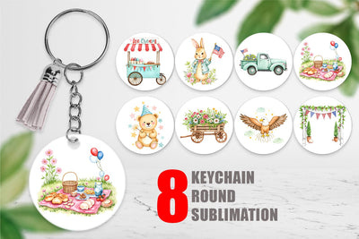 Keychain 4th of July Parade Sublimation artnoy 