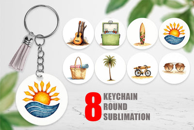 Keychain 70s Endless Summer Watercolor Sublimation artnoy 