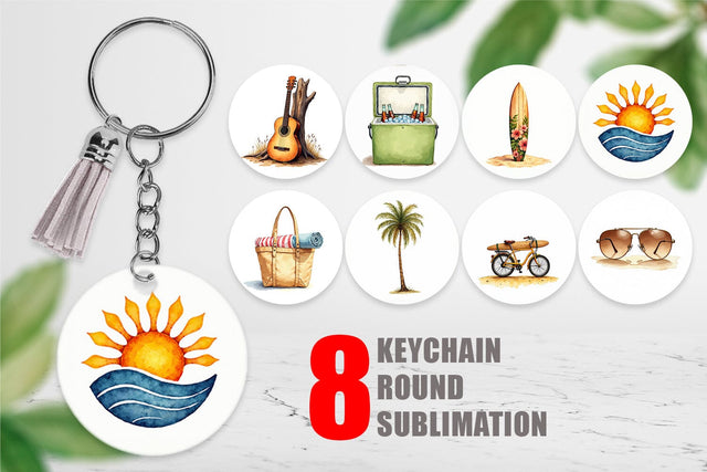 Keychain 70s Endless Summer Watercolor Sublimation artnoy 