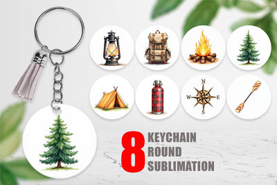 Keychain 70s Retro Summer Camp Watercolor Sublimation artnoy 