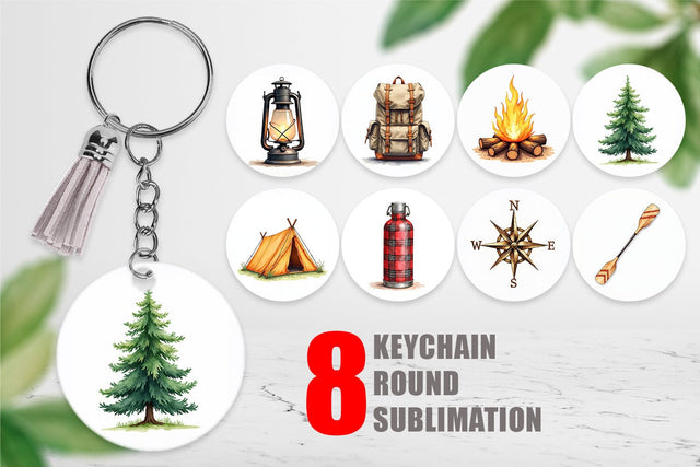 Keychain 70s Retro Summer Camp Watercolor Sublimation artnoy 