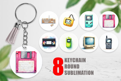 Keychain 90s Tech Gadgets Sublimation artnoy 