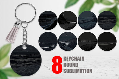Keychain Abstract Beach Line Art Sublimation artnoy 