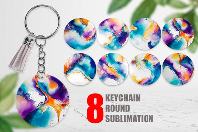 Keychain Abstract Boho Alcohol Ink Sublimation artnoy 