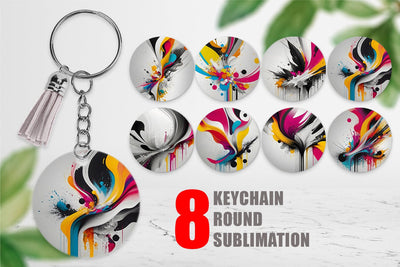 Keychain Abstract Vibrant Colors Sublimation artnoy 
