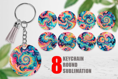 Keychain Abstract Watercolor Swirl Sublimation artnoy 
