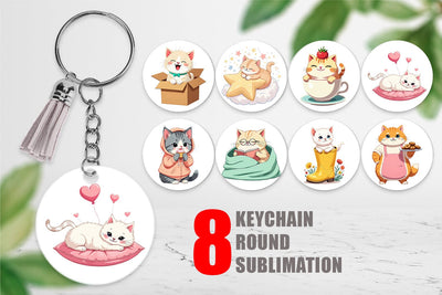 Keychain Adorable Cat Sublimation artnoy 