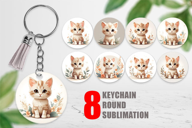 Keychain Adorable Cute Cat Sublimation artnoy 