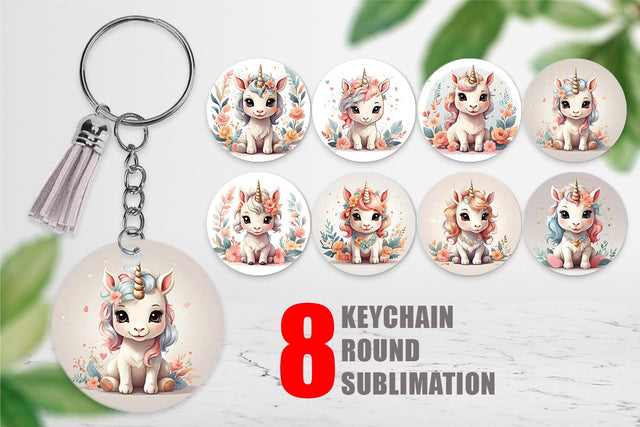 Keychain Adorable Cute Unicorn Sublimation artnoy 