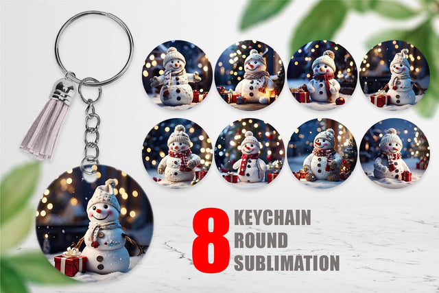 Keychain Adorable Snowman Christmas Sublimation artnoy 
