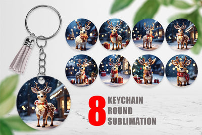 Keychain Adorable Snowy Deer Sublimation artnoy 