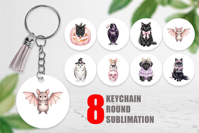 Keychain Adorable Spooky Coquette Animals Sublimation artnoy 