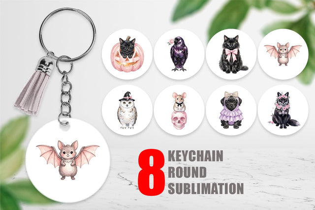 Keychain Adorable Spooky Coquette Animals Sublimation artnoy 