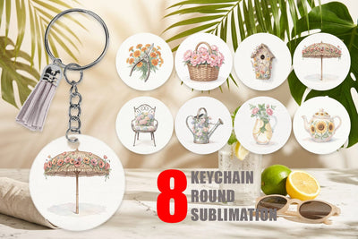 Keychain Airy Sun-Drenched Garden Watercolor Sublimation artnoy 