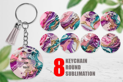 Keychain Alcohol Ink Painting Sublimation artnoy 