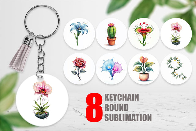 Keychain Alien Botany Cosmic Love Flora Sublimation artnoy 