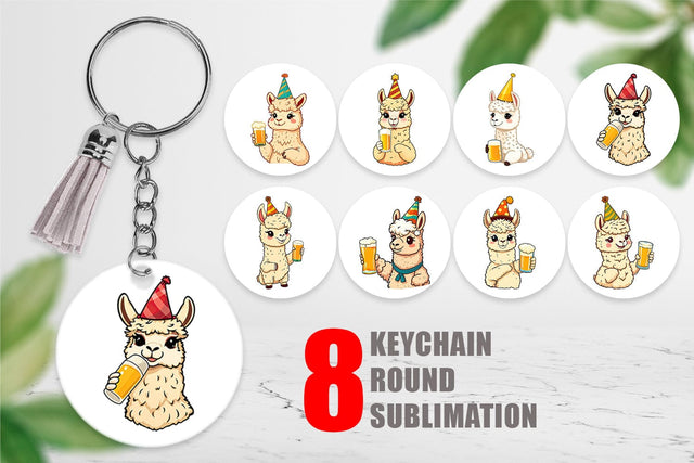 Keychain Alpaca Beer Day Sublimation artnoy 