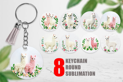 Keychain Alpaca Embroidery Sublimation artnoy 