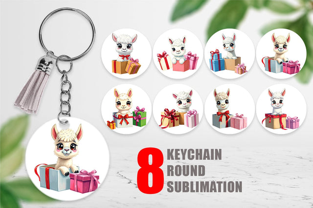 Keychain Alpaca Gift Sublimation artnoy 