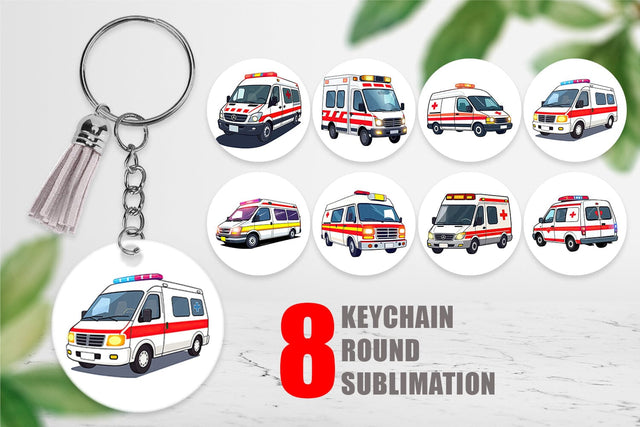 Keychain Ambulance Vehicle Sublimation artnoy 